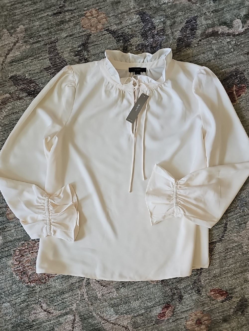 J. Crew - NWT Gathered Ruffle Drapery Top Blouse - Picture 3 of 7